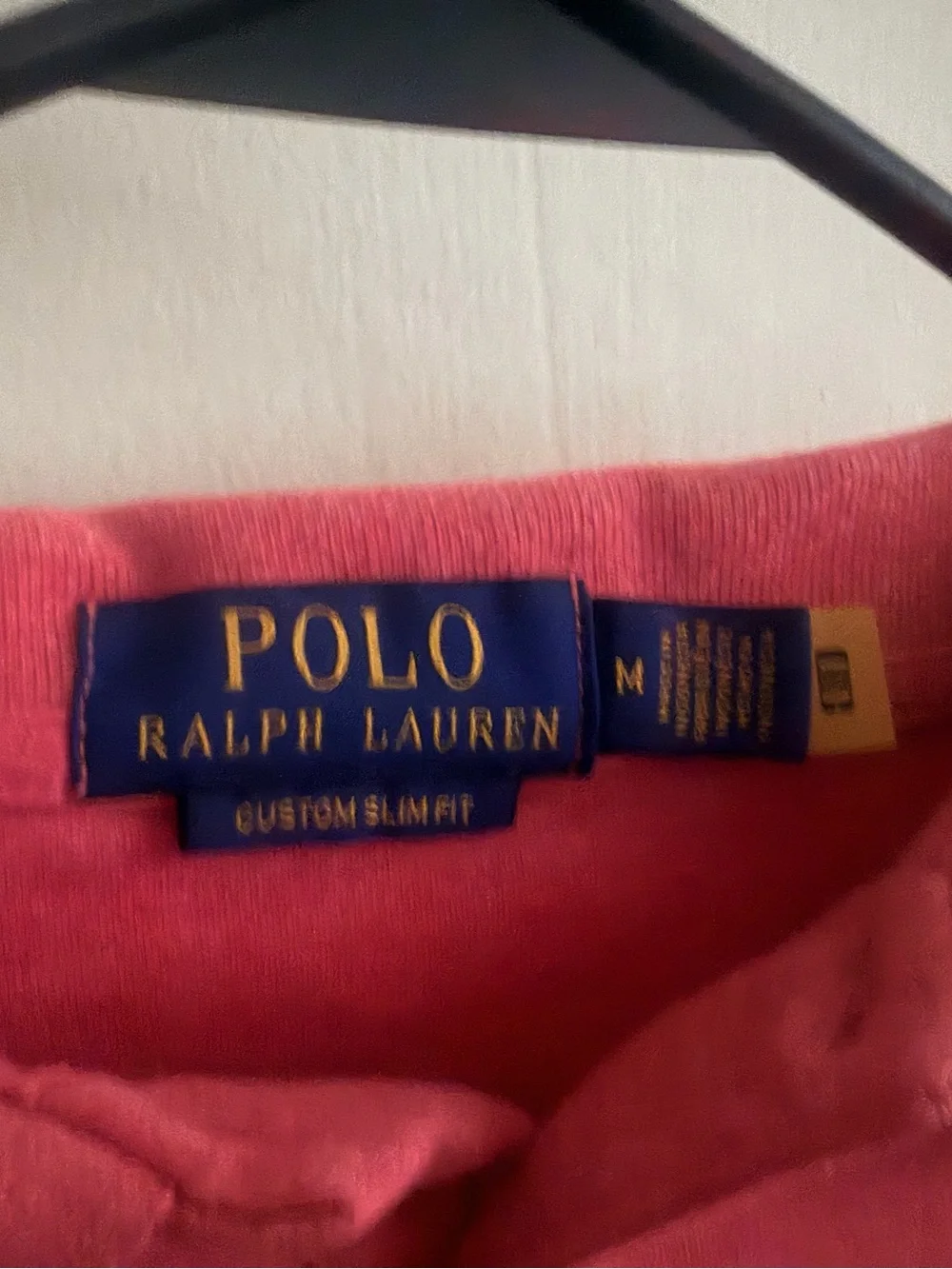 Polo Ralph Lauren Men's M Custom Slim Fit Coral Salmon Pink Polo Pony Shirt